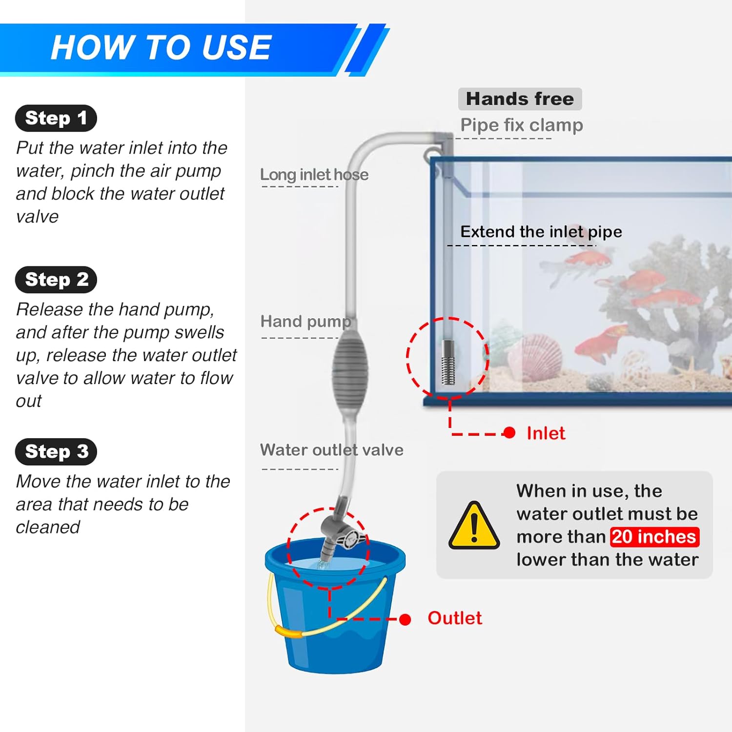 Large Fish Tank Aquarium Sipho - Aquarium Marine Sand ulasan dan harga